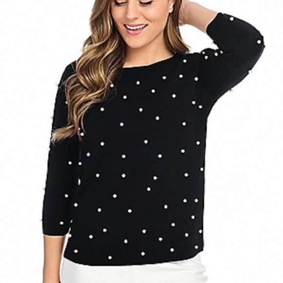 Brian Bailey Pearl Embellished Sweater - Picture 1 of 2